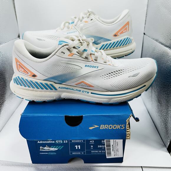 Brooks Adrenaline GTS 23 1203811B152 White Running Shoes Sneakers Women Size 11 - Picture 1 of 9